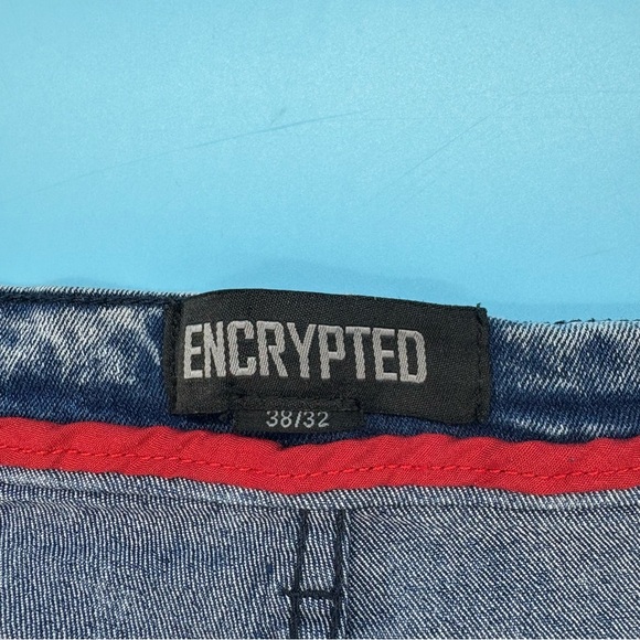 Encrypted Distressed Stonewashed Jeans Y2k Style Size 38x32” Excellent Condition - Picture 2 of 9